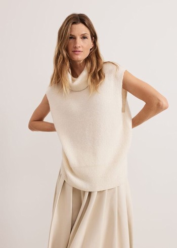 Phase Eight Ginny Ivory Cowl Neck Tabard Knitwear White Australia | WI7943258